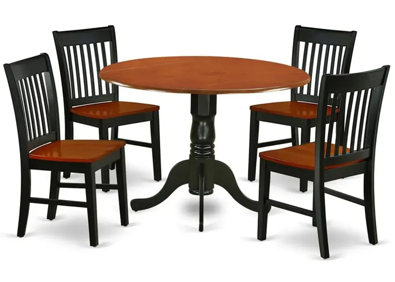 East West Furniture Dining Room Set Black & Cherry, DLNO5-BCH-W