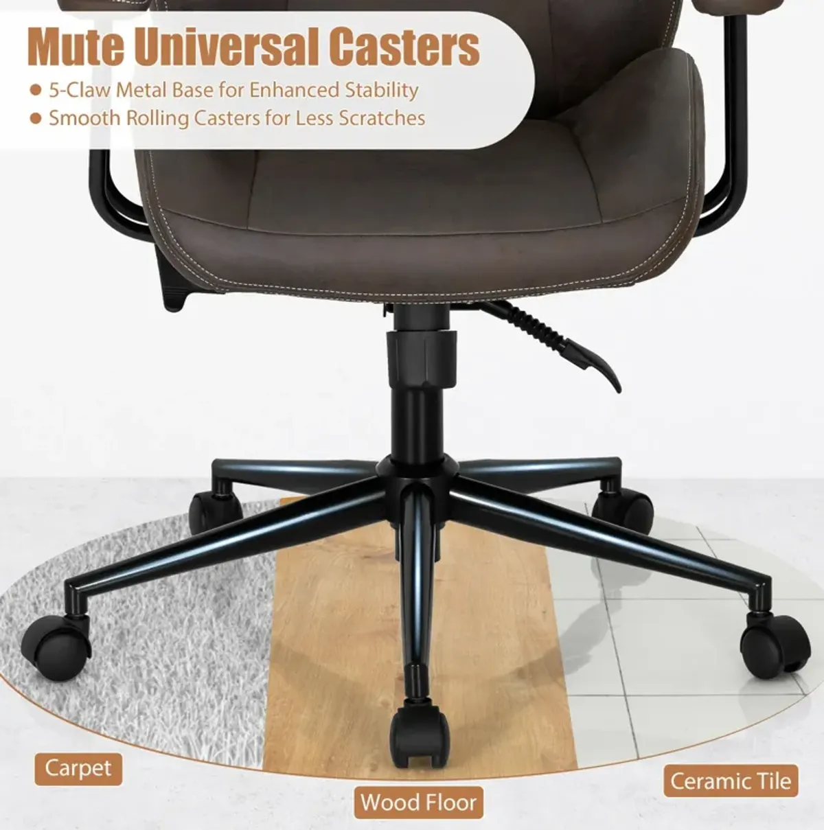 High Adjustable Back Executive Office Chair with Armrest-Brown