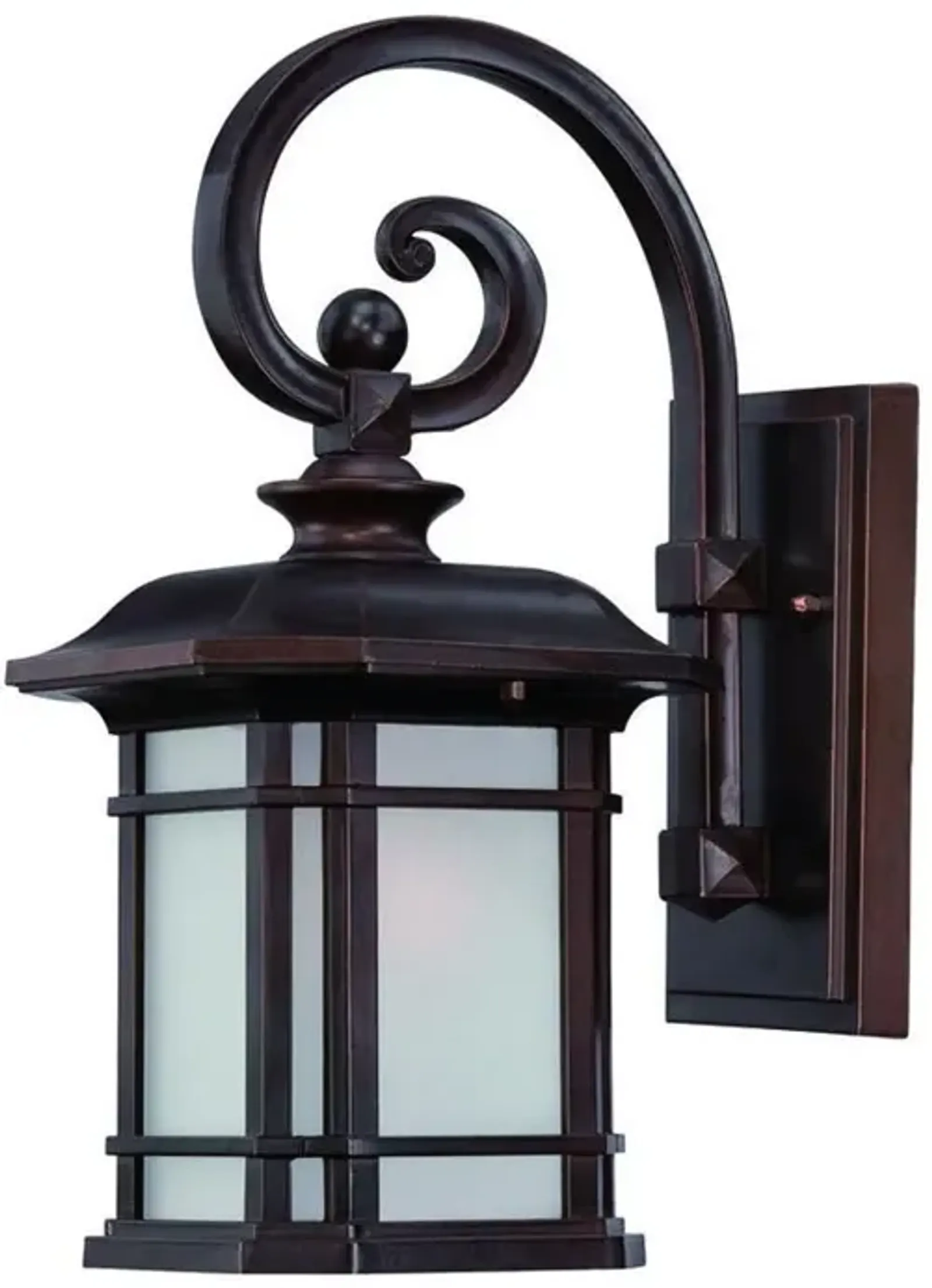 Hivvago Antique Bronze Frosted Linen Glass Lantern Wall Light
