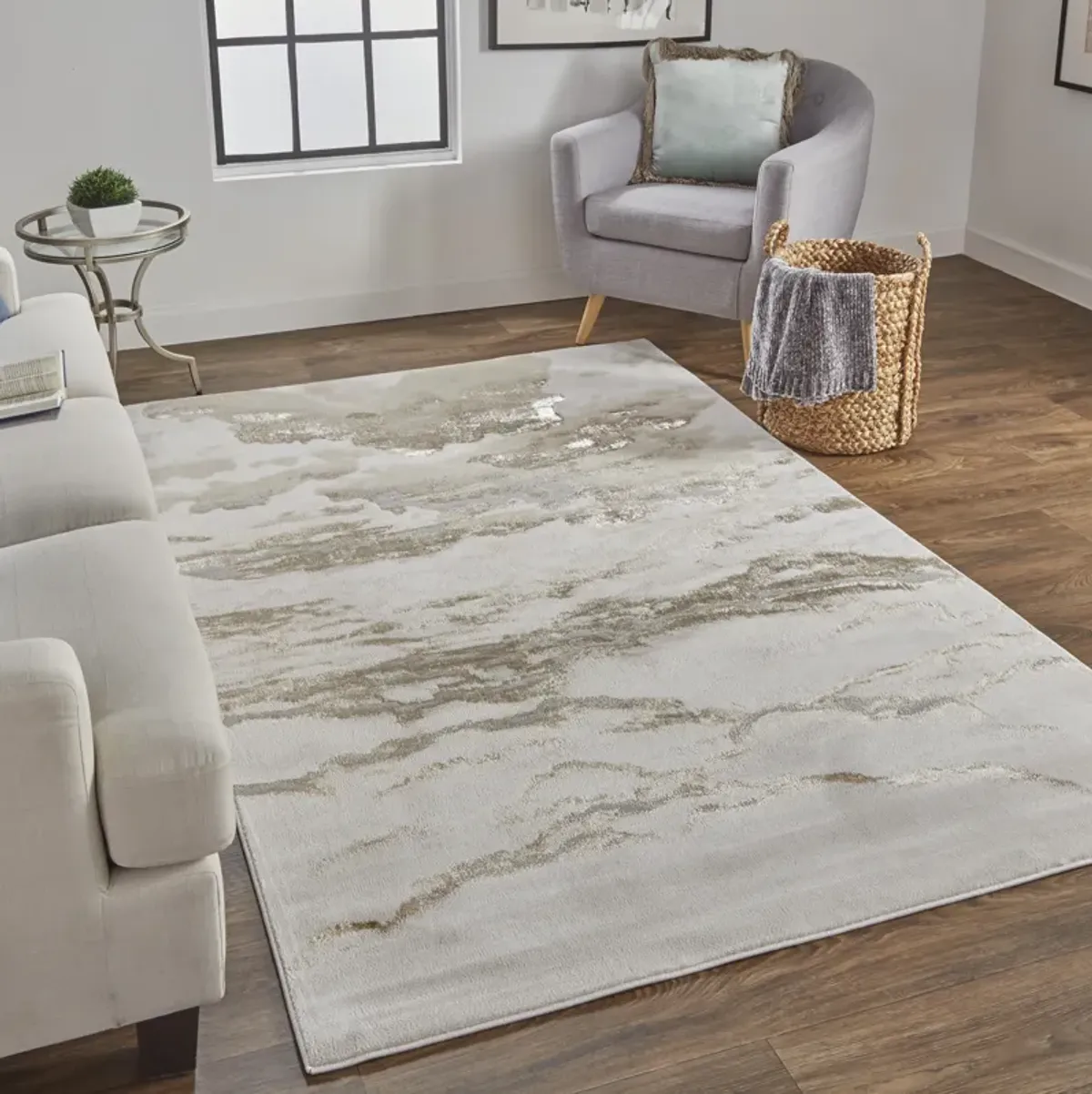 Aura 3727F Ivory/Tan/Gray 3'11" X 6' Rug