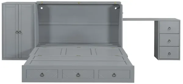 Merax Murphy Bed Wall Bed with USB Port and Wardrobe