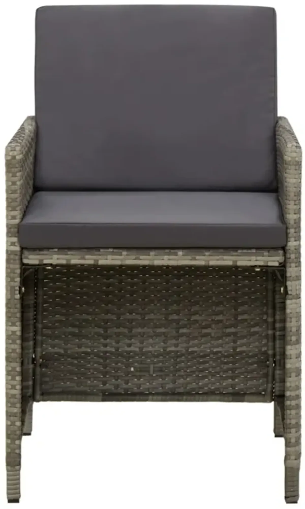 vidaXL Patio Chairs with Cushions 4 pcs Poly Rattan Gray