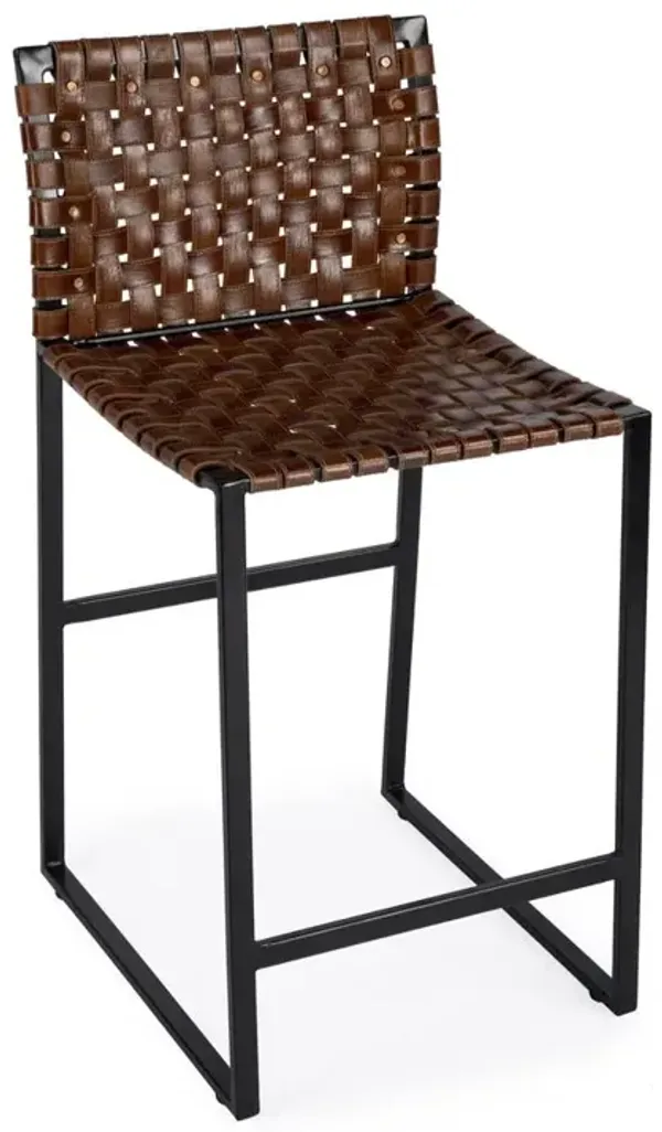 Butler Specialty Urban Woven Leather 25 Counter Stool, Medium Brown