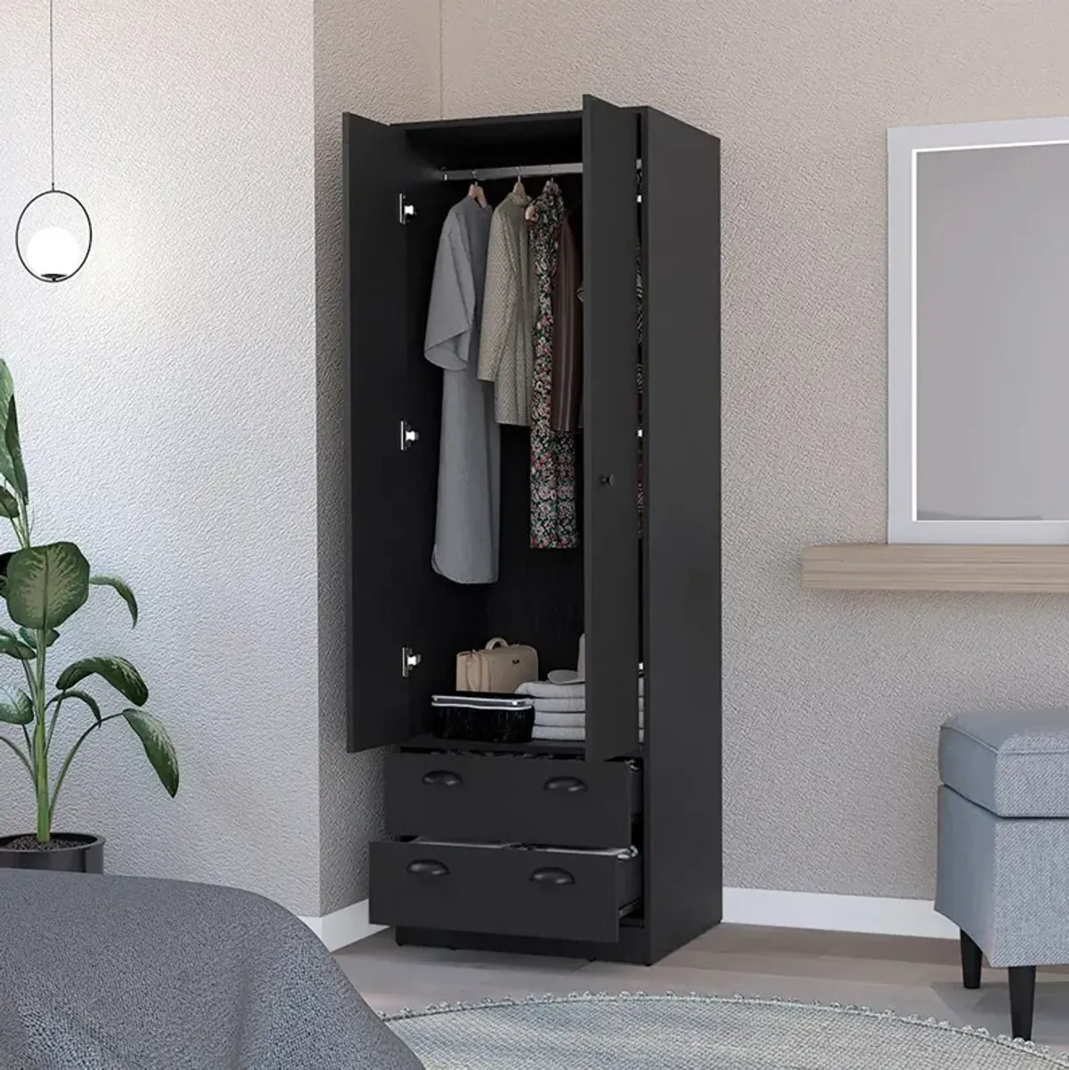 Armoire Hobbs, Bedroom, Black