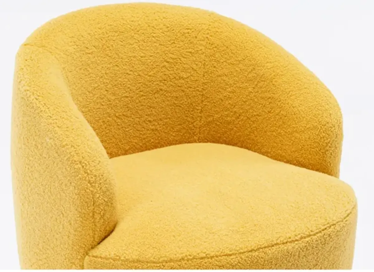 Teddy Fabric Swivel Accent Armchair Barrel Chair With Powder Coating Metal Ring