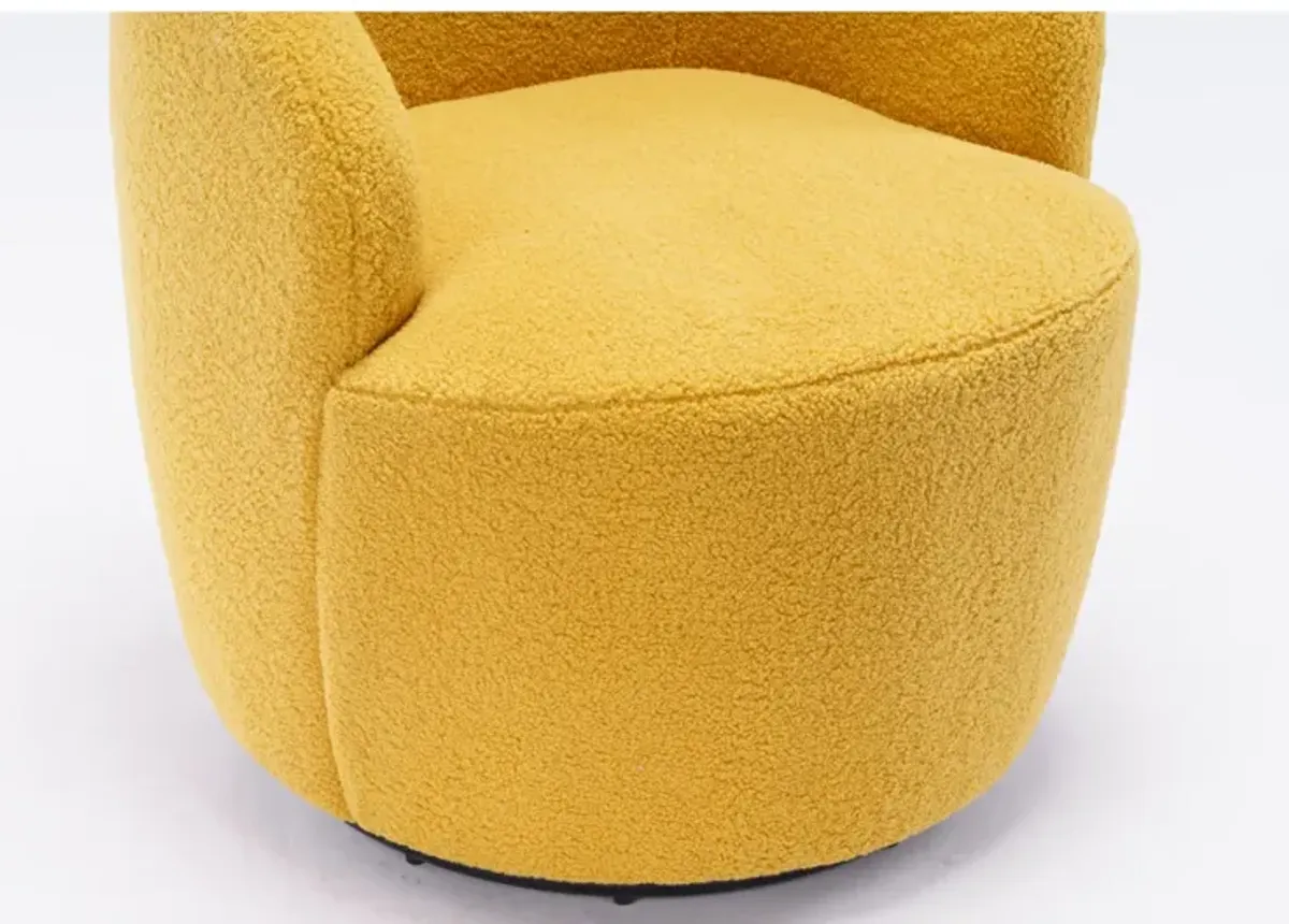 Teddy Fabric Swivel Accent Armchair Barrel Chair With Powder Coating Metal Ring