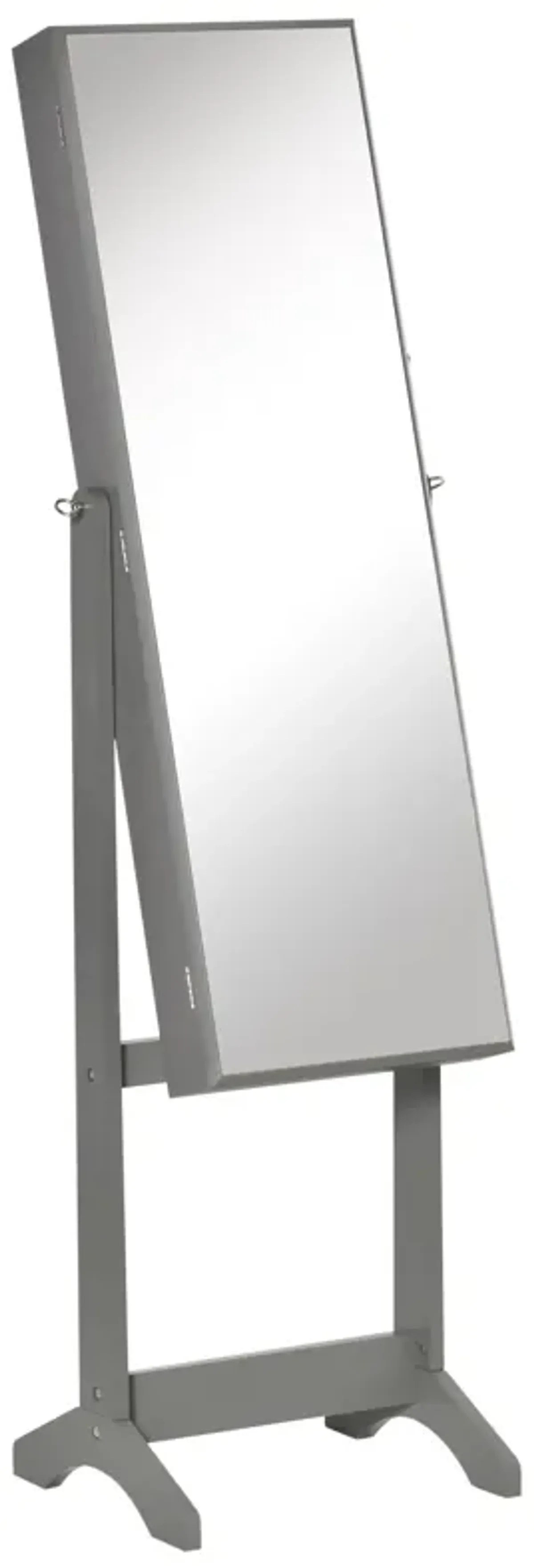 Grey Jewelry Storage: Lockable Cabinet with Full-Length Mirror