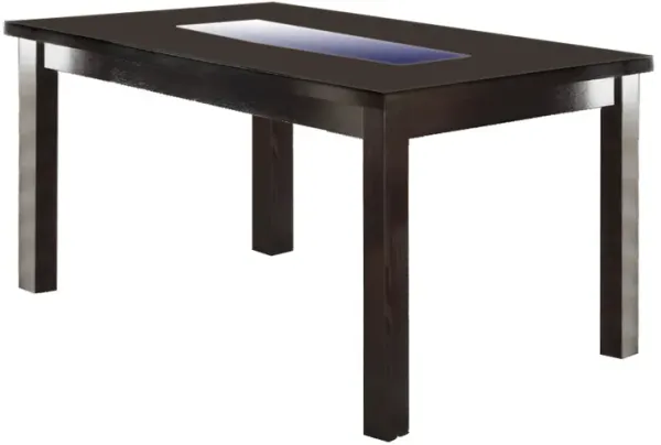 Wooden Dining Table With Tempered Glass Top, Brown-Benzara