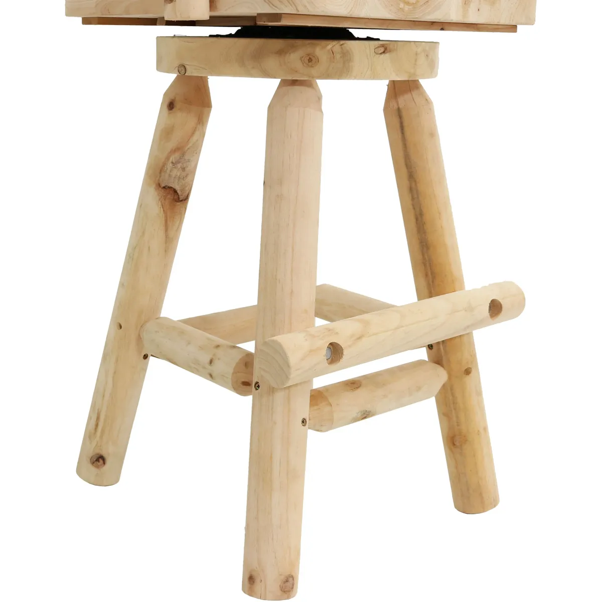 Sunnydaze Rustic Log Style Unfinished Fir Wood Indoor Bar Stool