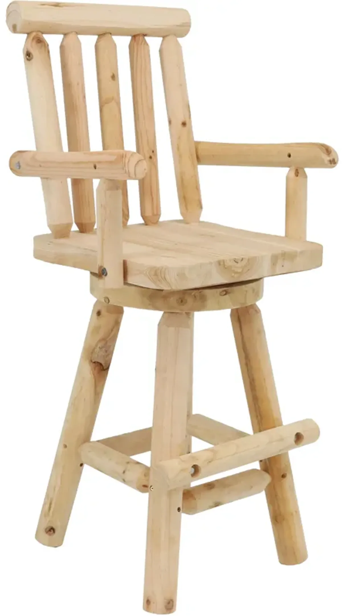 Sunnydaze Rustic Log Style Unfinished Fir Wood Indoor Bar Stool