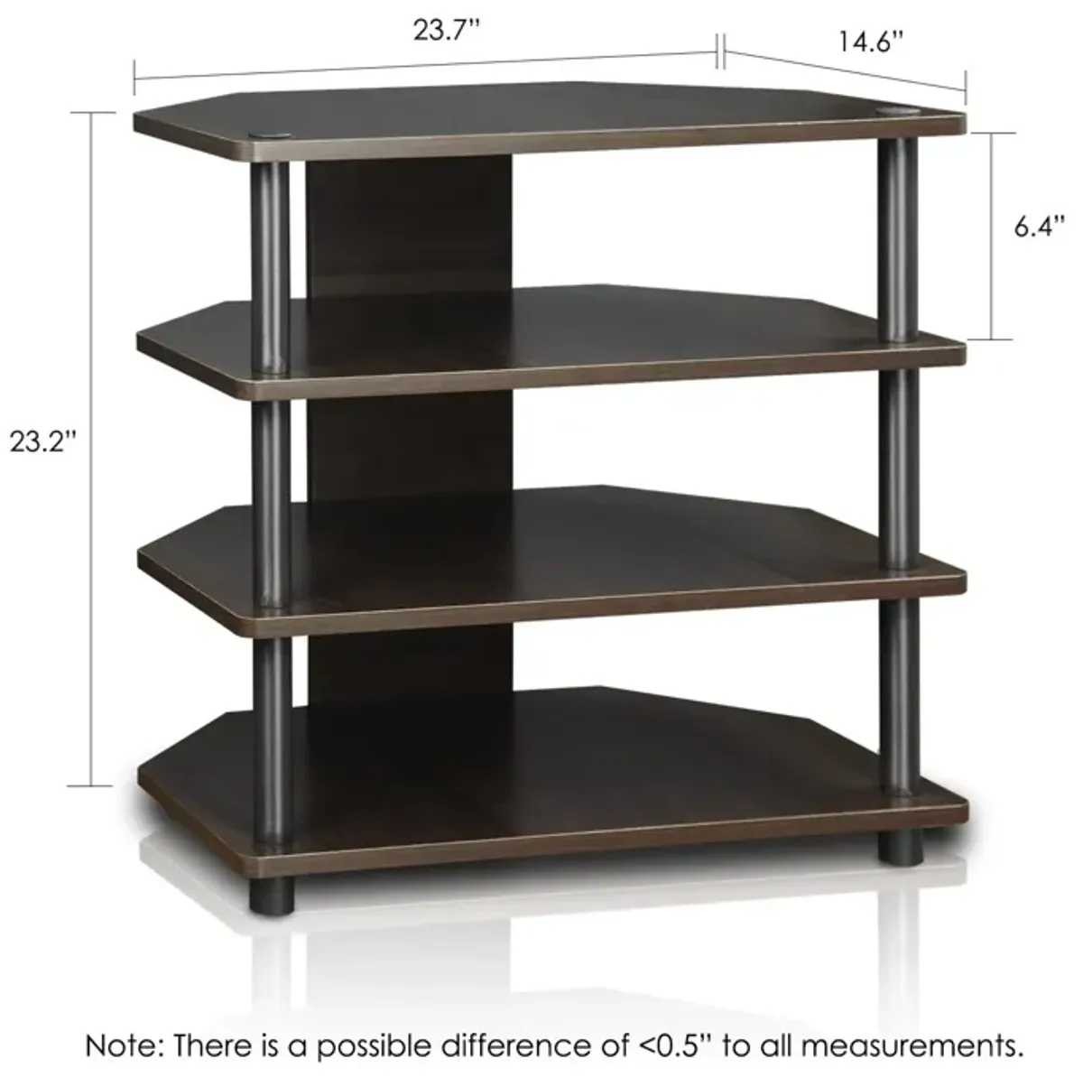 Furinno Furinno 15093CC/BK Turn-N-Tube Easy Assembly 3-Tier Petite TV Stand, Espresso