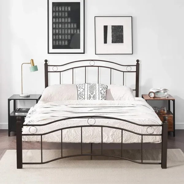 Streamdale King Size Metal Bed Frame With Headboard And Footboard Bronze