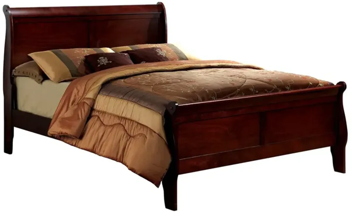 Eastern King Size Bed Cherry Louis Philippe Solid Wood 1 Piece Bed Bedroom Sleigh Bed