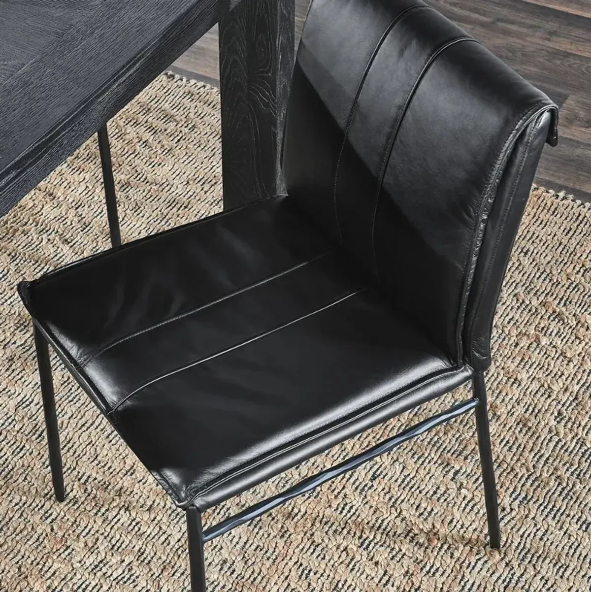 Mayer Jet Black Leather Dining Chair (Set of 2)