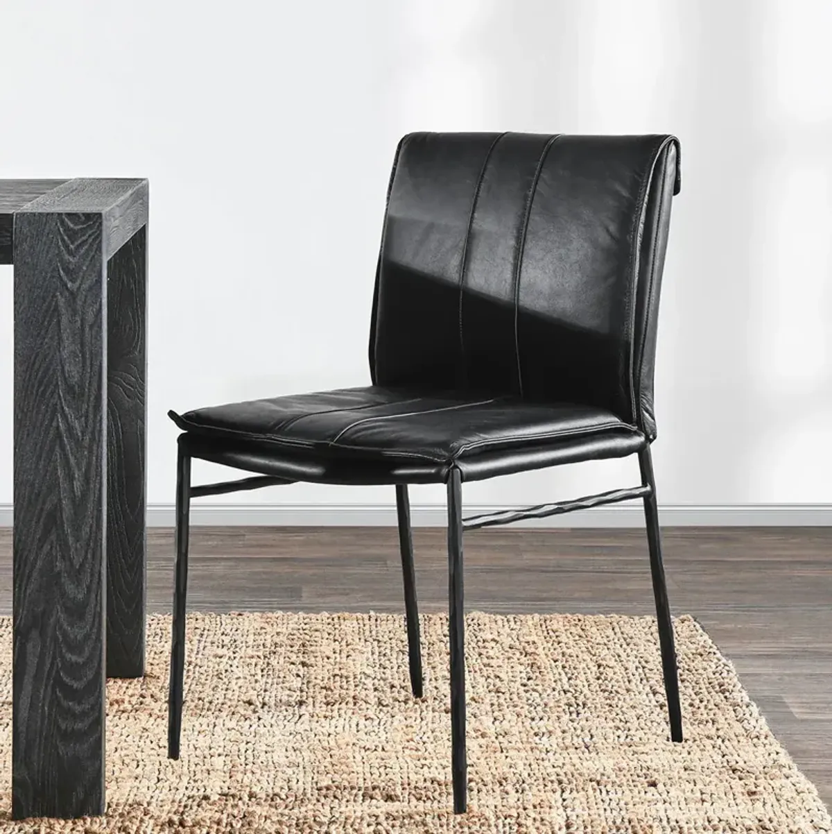 Mayer Jet Black Leather Dining Chair (Set of 2)