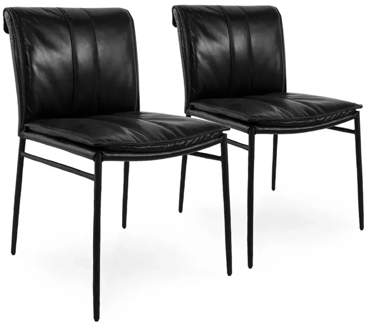 Mayer Jet Black Leather Dining Chair (Set of 2)