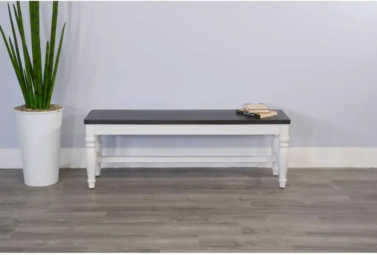 Sunny Designs White Bench with Wood Seat