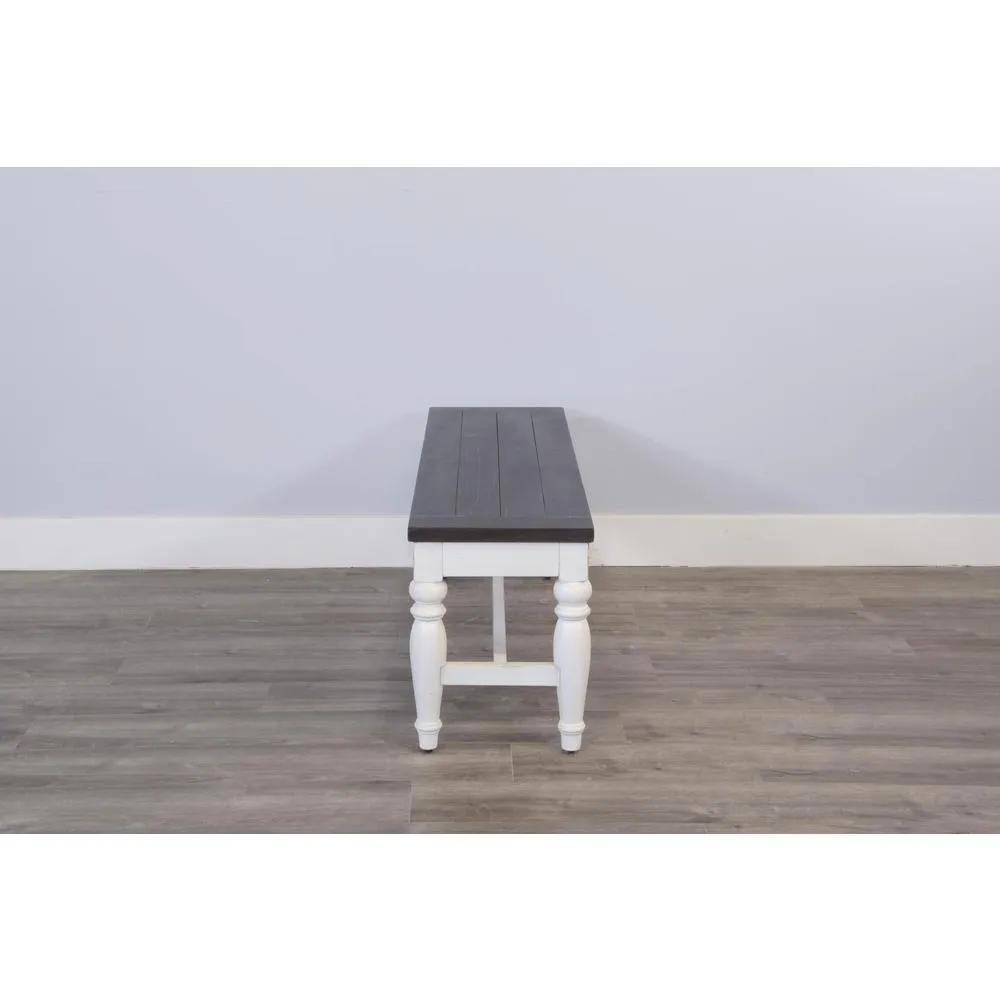 Sunny Designs White Bench with Wood Seat