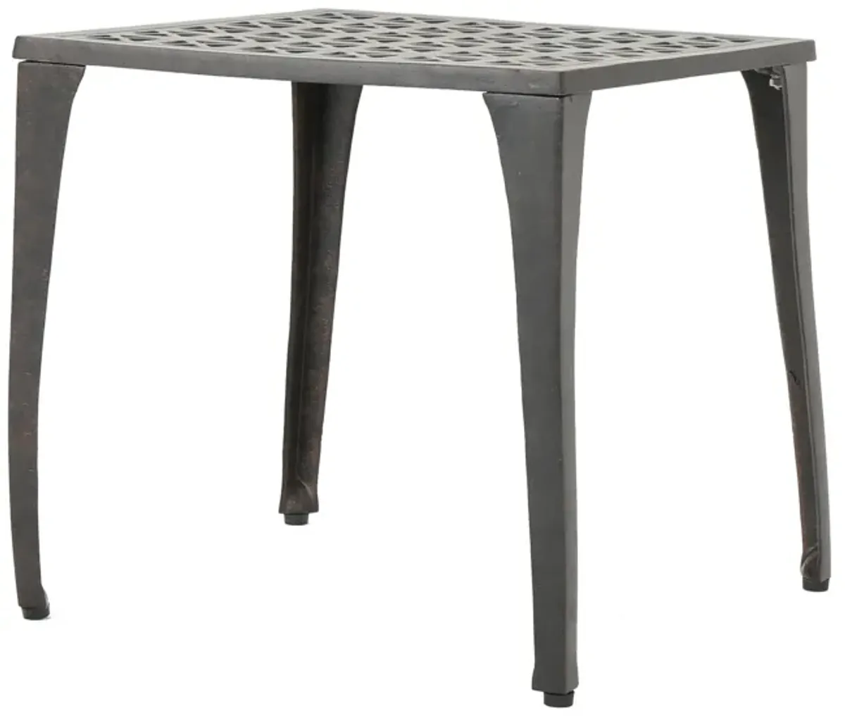 Outdoor Side Table, Open Cut Out Top and Curved Legs, 18 Inch Bronze - Benzara