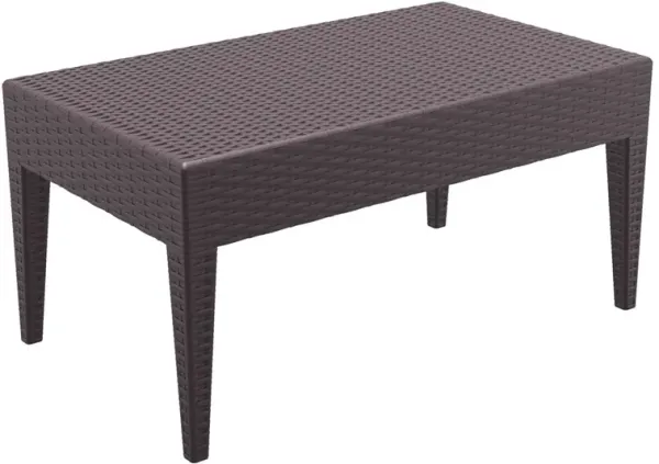 36" Brown Outdoor Patio Wickerlook Rectangular Coffee Table