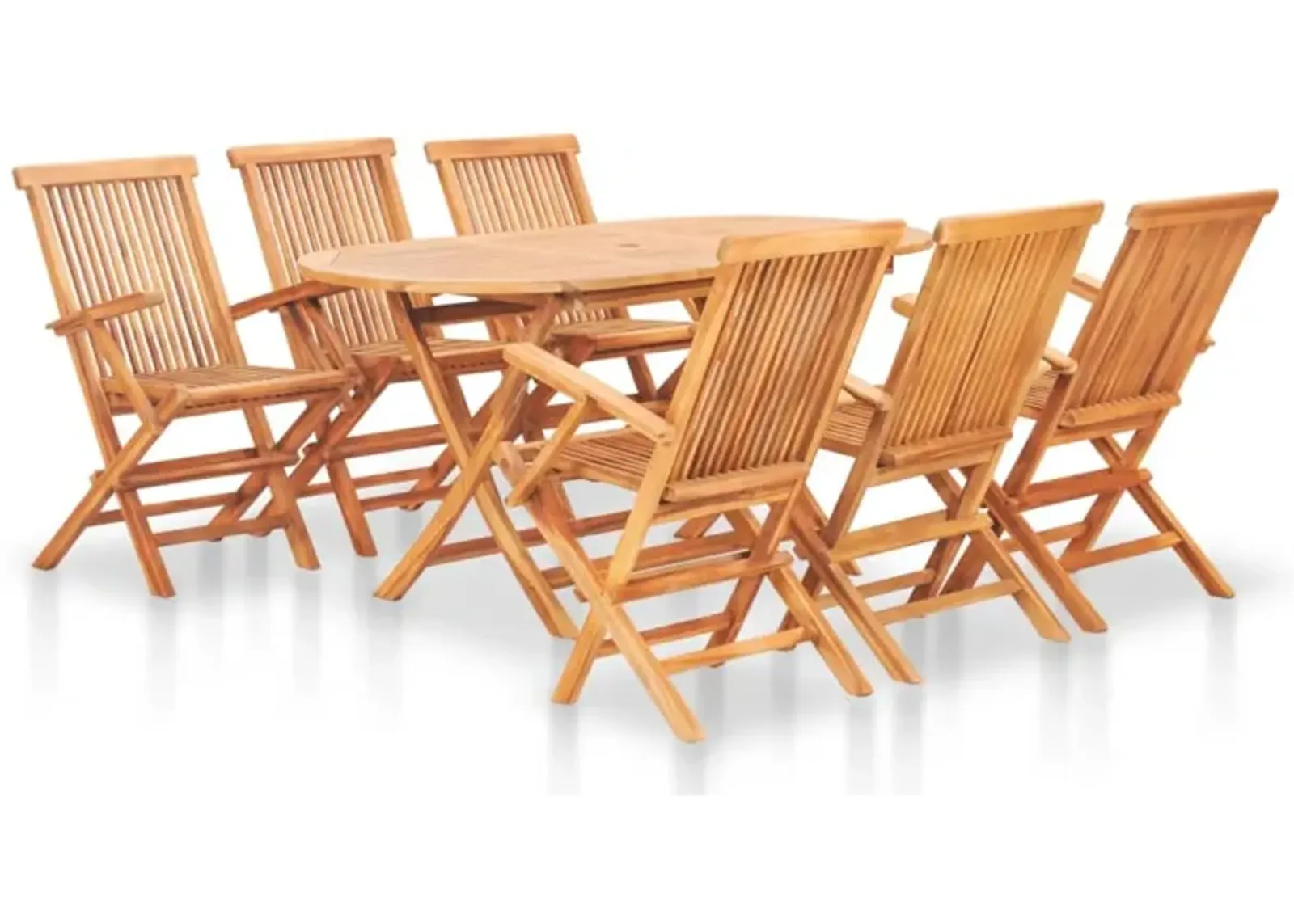 vidaXL 7 Piece Folding Outdoor Dining Set Solid Teak Wood