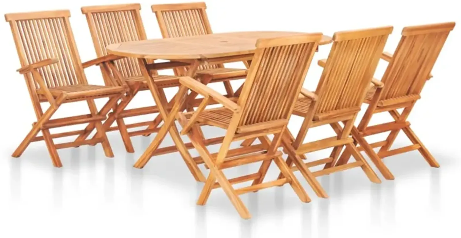 vidaXL 7 Piece Folding Outdoor Dining Set Solid Teak Wood