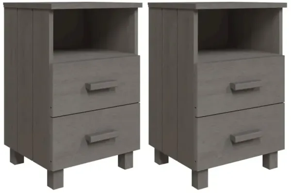 Bedside Cabinets HAMAR 2 pcs Light Gray 15.7"x13.8"x24.4" Solid Wood