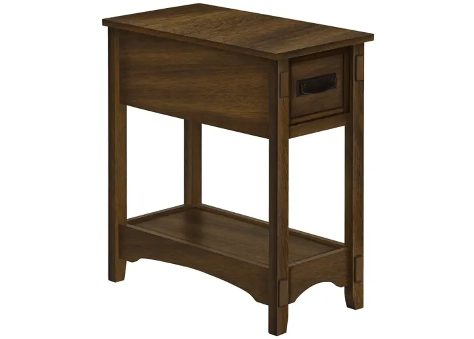 Monarch Specialties I 3955 - Accent Table, End, Side Table, Nightstand, 2 Tier, Narrow, Storage Drawer, Brown Veneer, Transitional