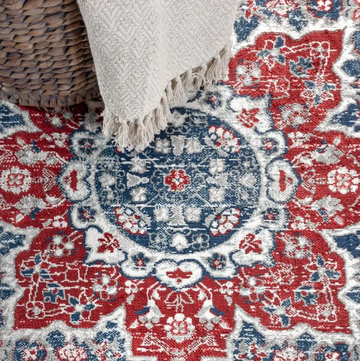 Modern Persian Vintage Moroccan Medallion Area Rug