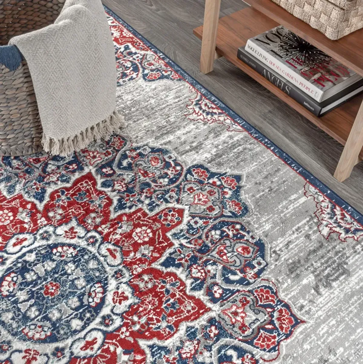 Modern Persian Vintage Moroccan Medallion Area Rug