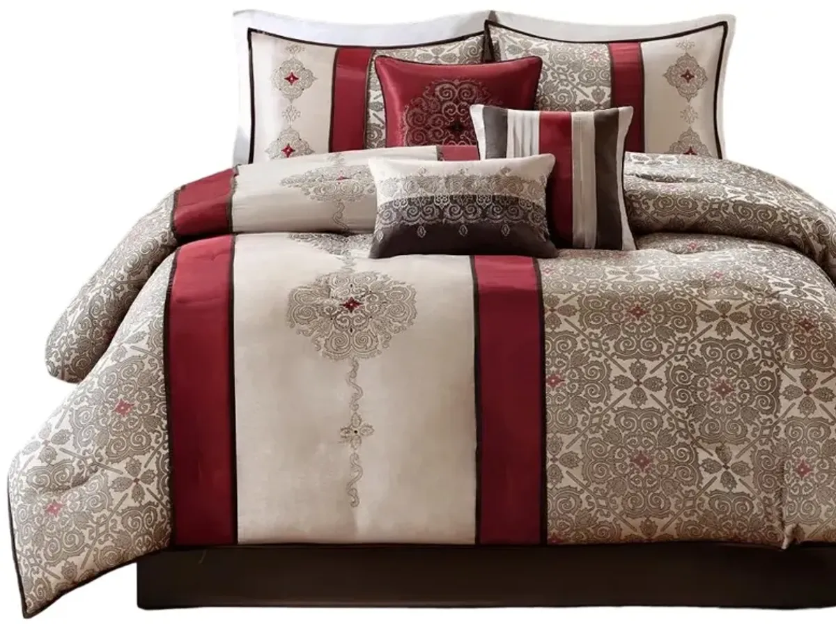 Belen Kox Donovan Red Jacquard Comforter Set, Belen Kox