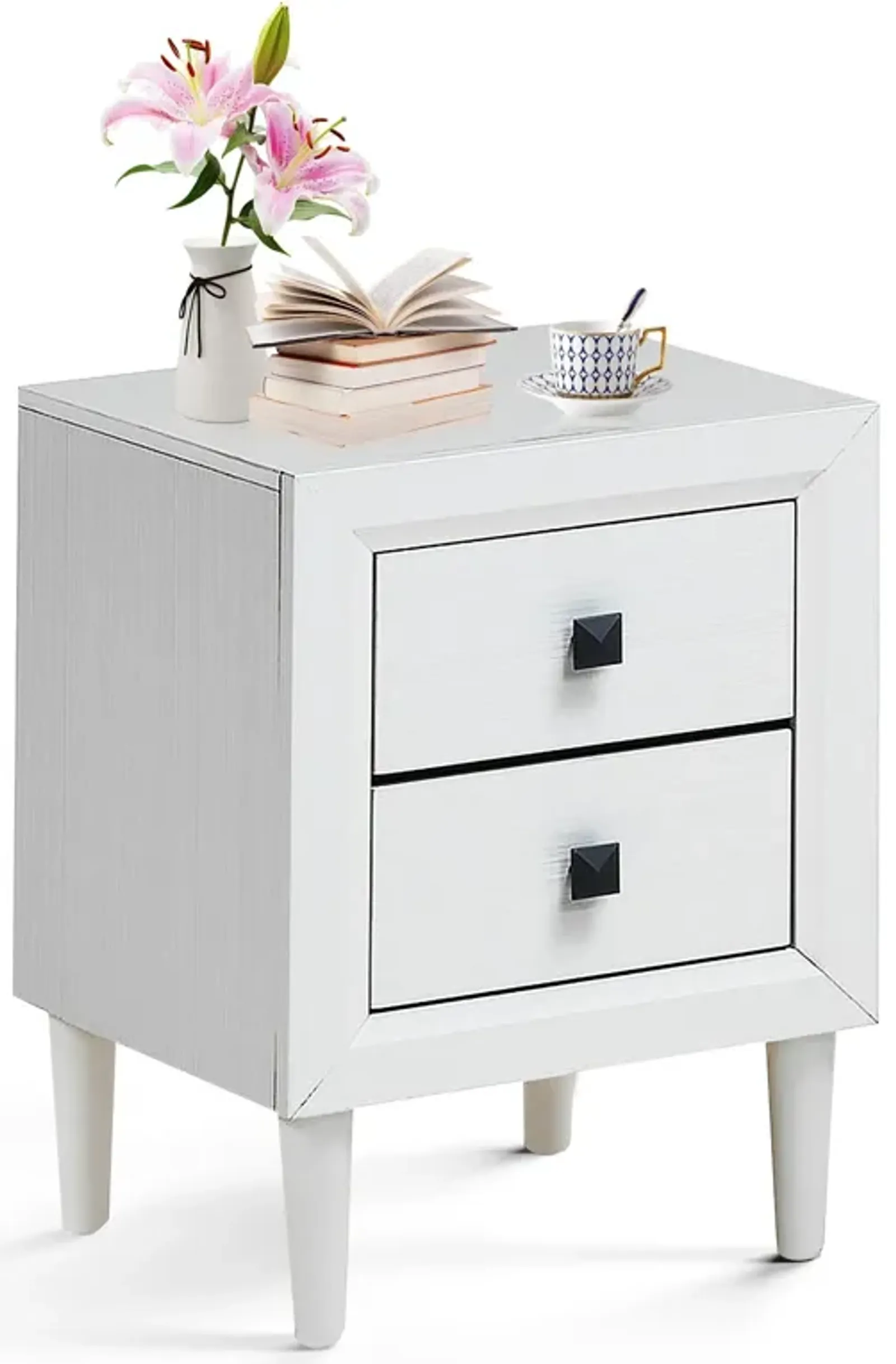 Multipurpose Retro Bedside Nightstand with 2 Drawers