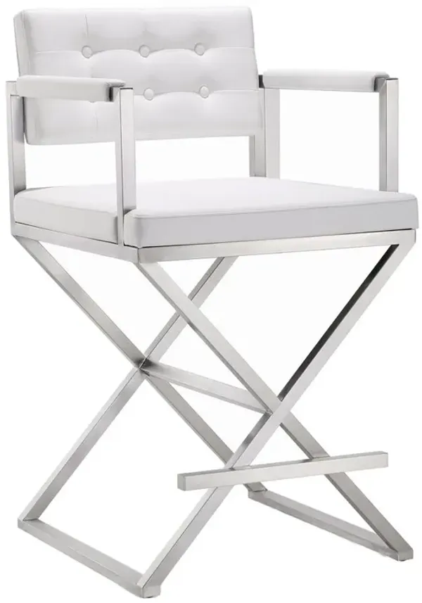 Belen Kox Contemporary White Steel Counter Stool, Belen Kox