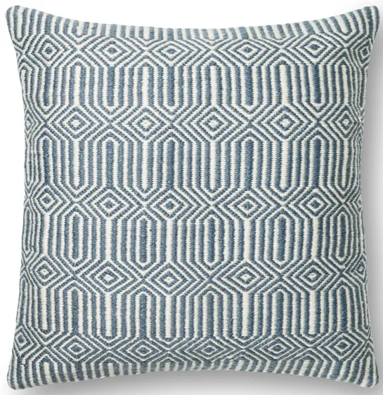 P0339 Blue/Ivory 22"x22" Down Pillow