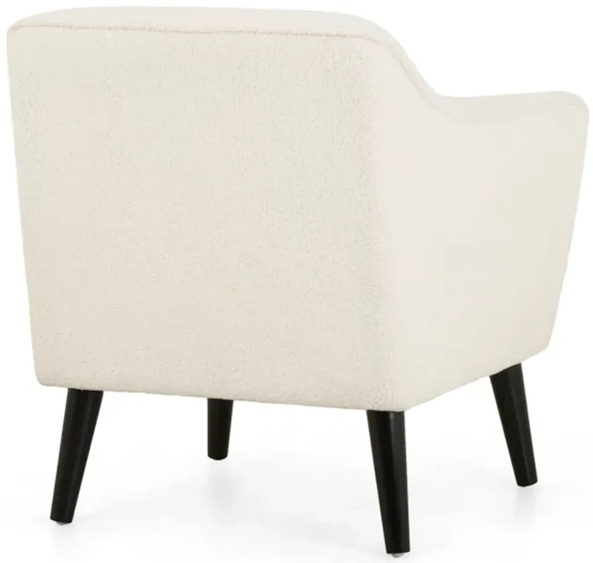 Lipa Accent Armchair, Plush Ivory Fabric, Soft Cushions, Tapered Wood Legs - Benzara