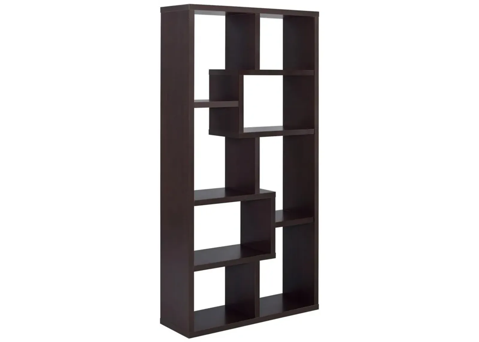 Contemporary Asymmetrical Cube Bookcase, Brown-Benzara