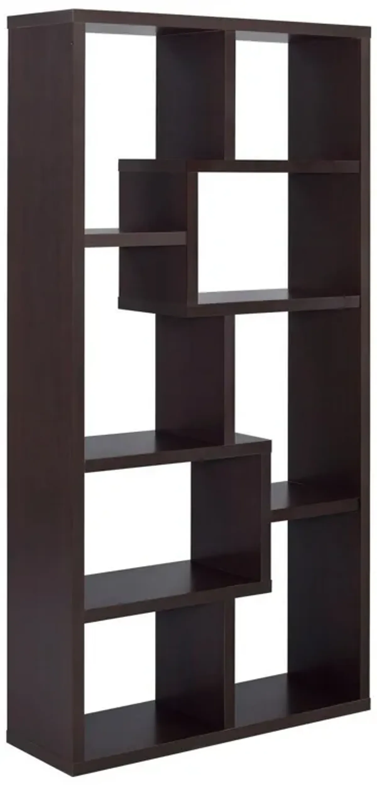 Contemporary Asymmetrical Cube Bookcase, Brown-Benzara