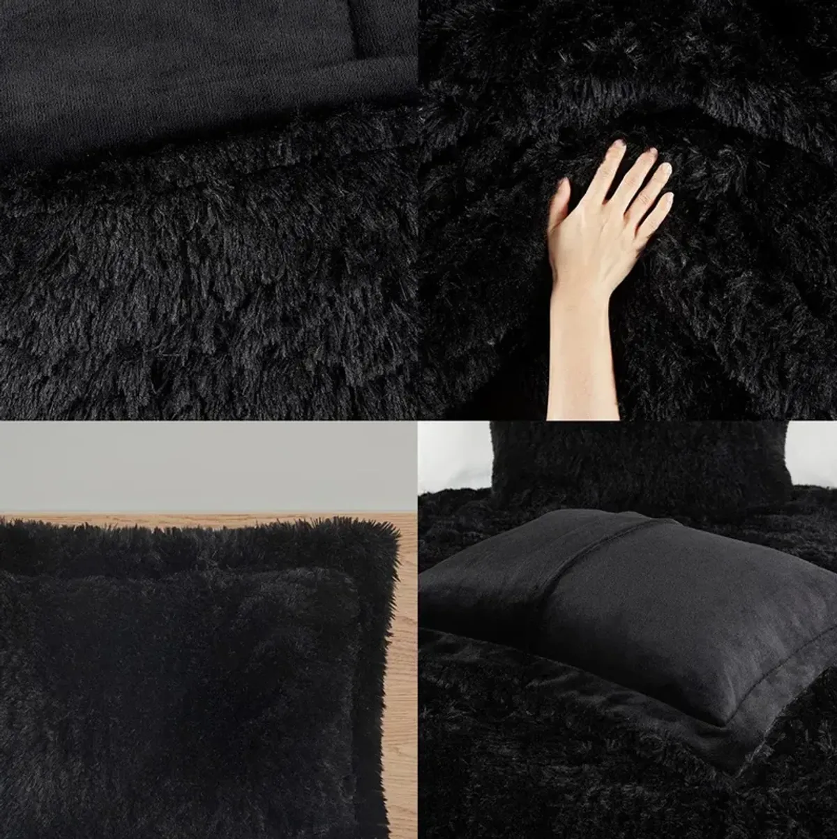 Gracie Mills Susie Contemporary Shaggy Long Fur Comforter Set