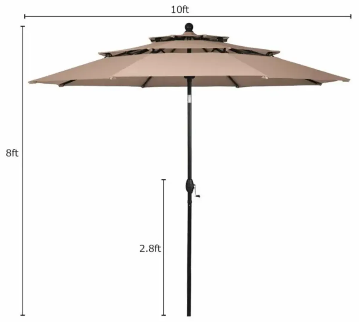 Hivvago 10 Feet 3 Tier Outdoor Patio Umbrella with Double Vented