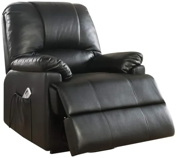 Contemporary Polyurethane Upholstered Metal Recliner with Power Lift, Black