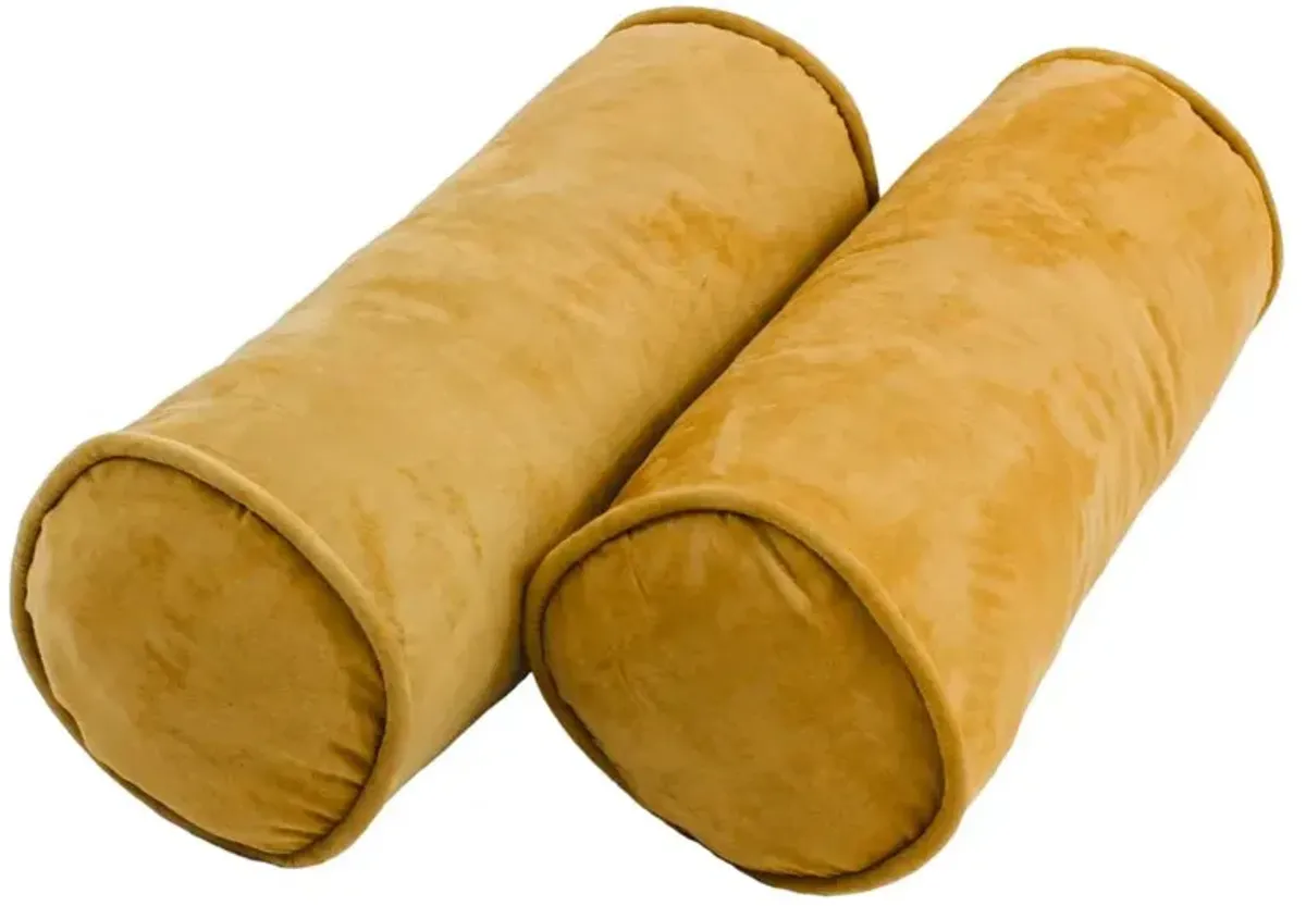 Blazing Needles 20-inch by 8-inch Double-corded Solid Microsuede Bolster Pillows with Inserts (Set of 2)  9814-CD-S2-MS-LM