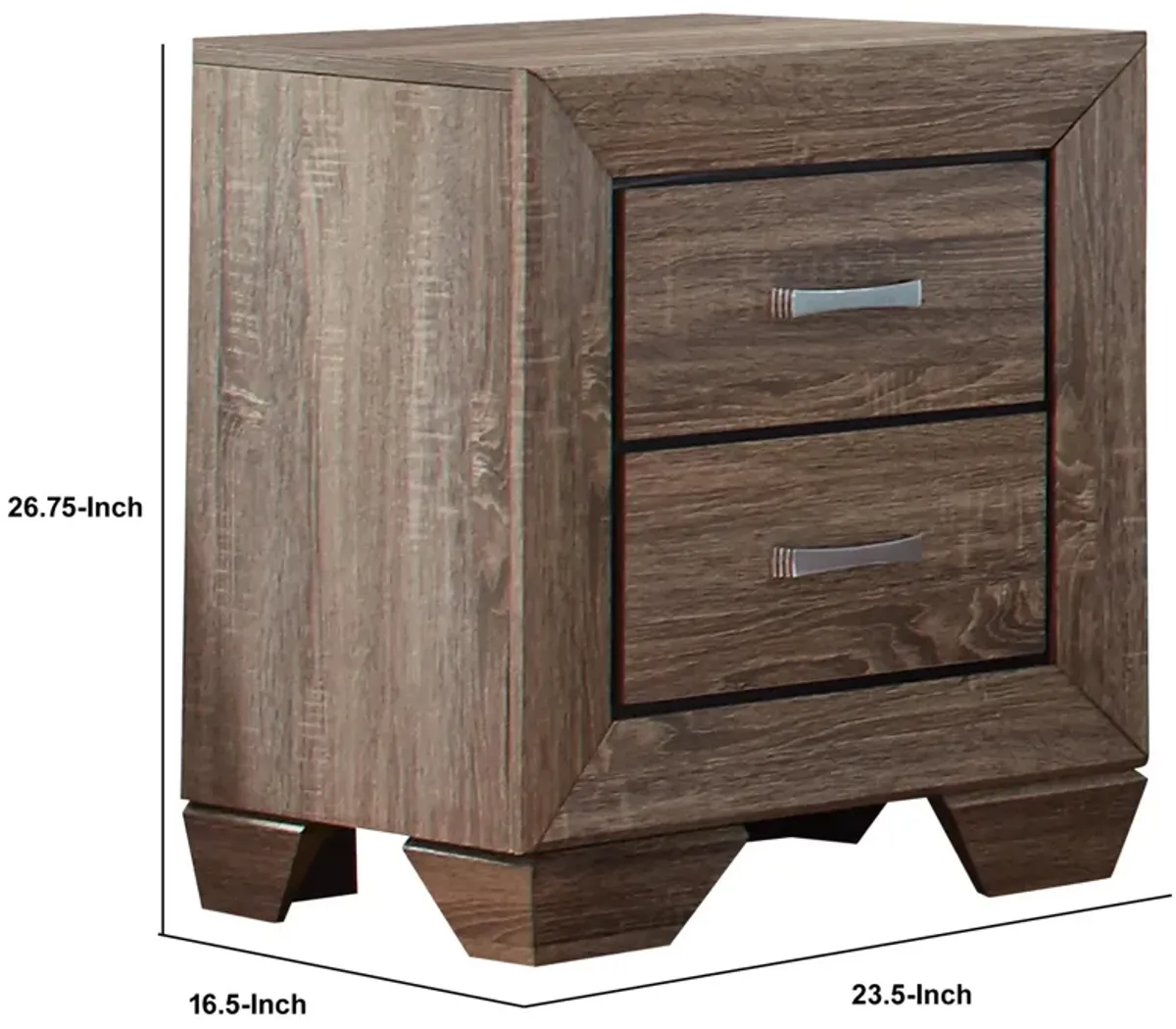 Coaster Home Furnishings Kauffman 2-Drawer Nightstand, Washed Taupe