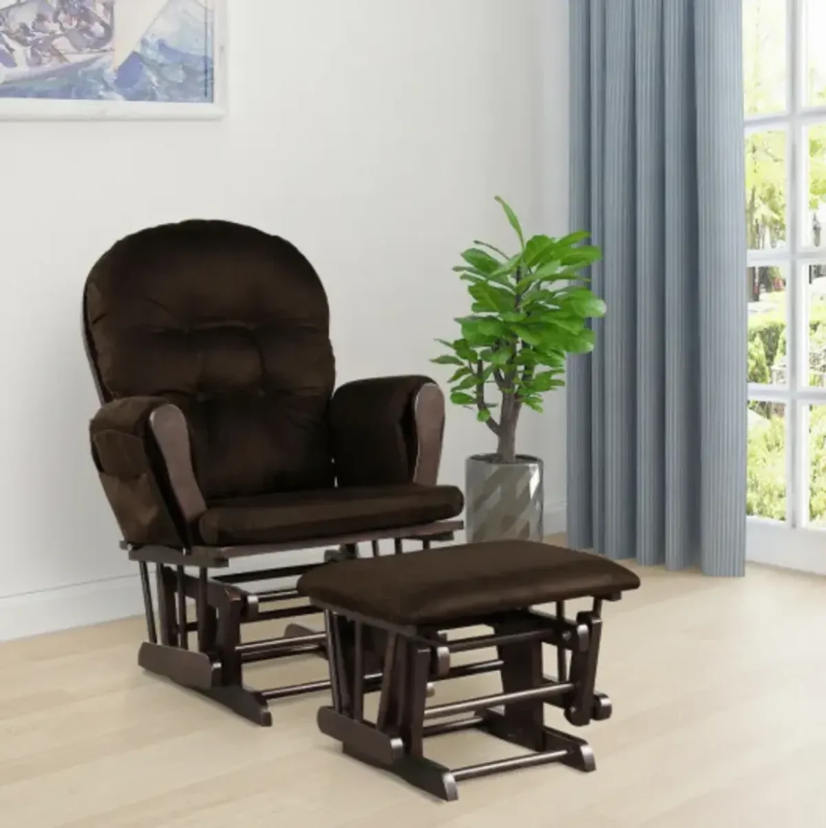 Baby Nursery Relax Rocker Rocking Chair Glider and Ottoman Set