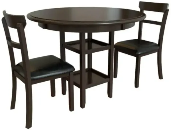 Hivvago 3 Pieces Dining Set with Counter Height Round Dining Table and 2 Upholstered Chairs