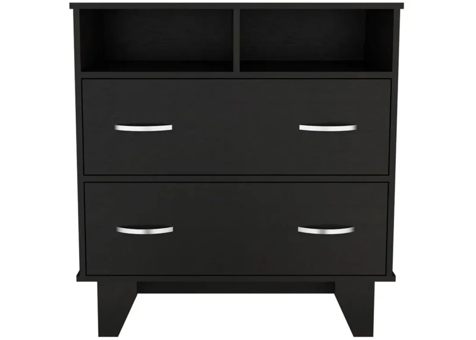 DEPOT E-SHOP Stamford Two Drawer Dresser, Four Legs, Two Open Shelves, Countertop-Black, For Living Room