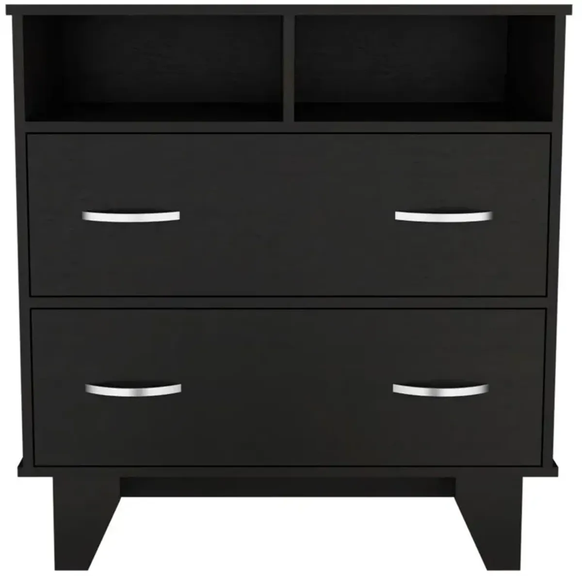 DEPOT E-SHOP Stamford Two Drawer Dresser, Four Legs, Two Open Shelves, Countertop-Black, For Living Room