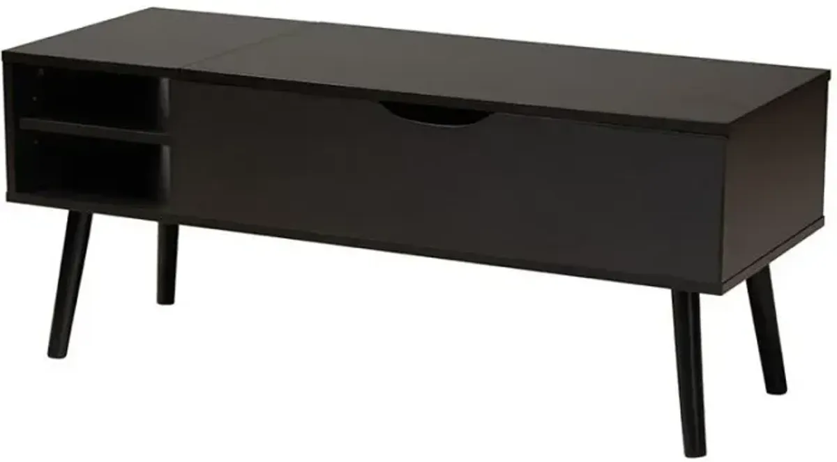 Espresso Brown Finished Wood Coffee Table with Lift-Top Storage Compartment