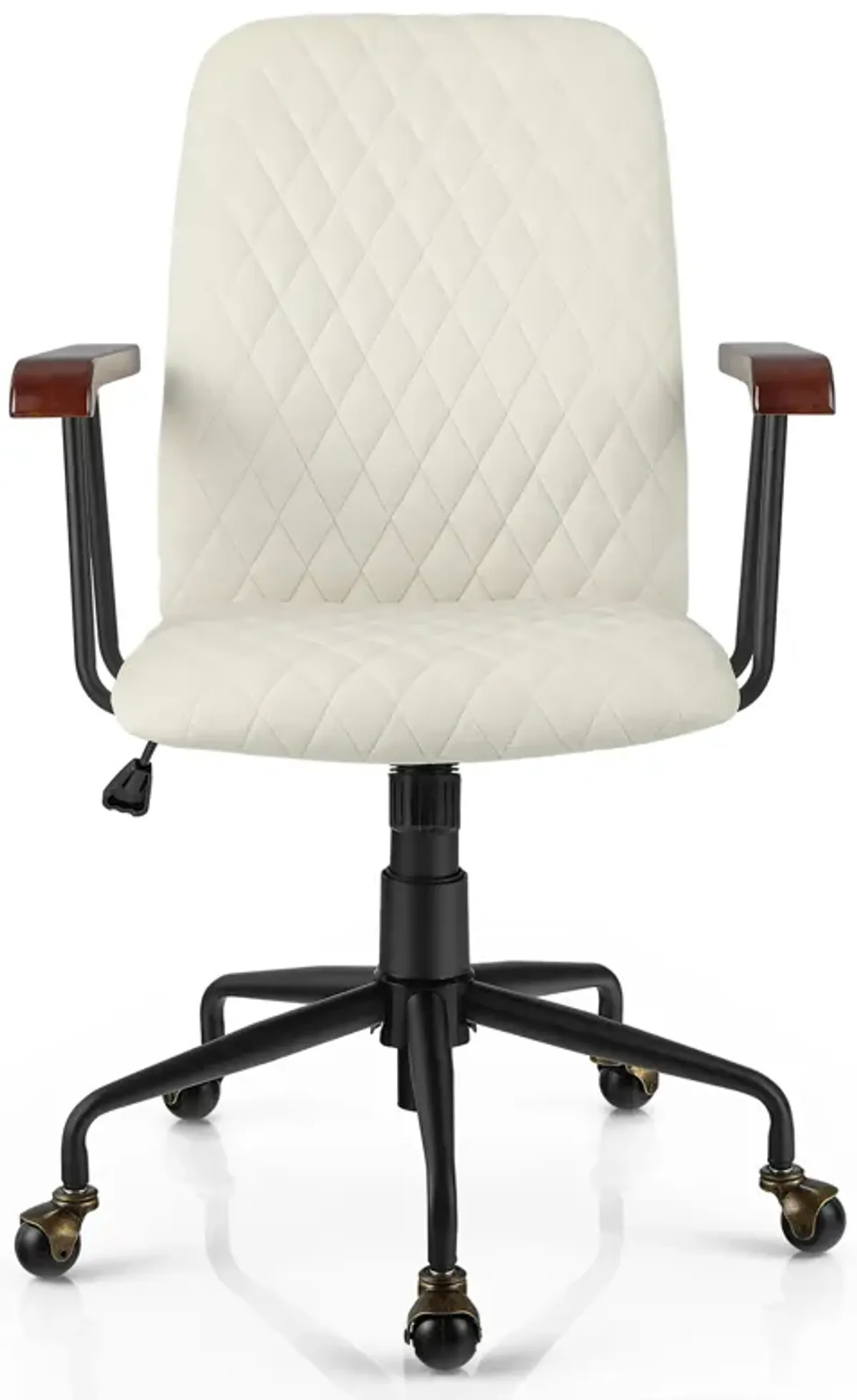 Velvet Home Office Chair with Wooden Armrest