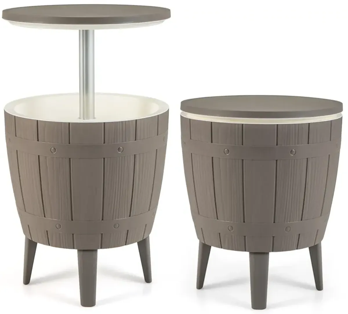 10-Gallon Outdoor Cooler Bar Table with Telescopic Top and Ice Bucket