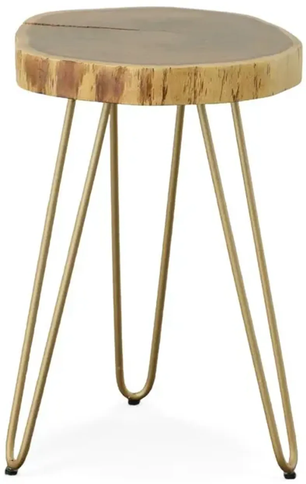 Carolina Living Seti Live Edge Accent Table - Natural Top - Gold Base